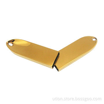 Gold Metal USB Flash Drive with 8Mbps Reading and 6kbps Writing Speed, Free Logo and Swivel Design